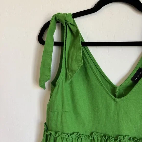Who What Wear Kelly Green Linen Blend Oversized Baby Doll Tank Top Extra Small - Picture 4 of 8